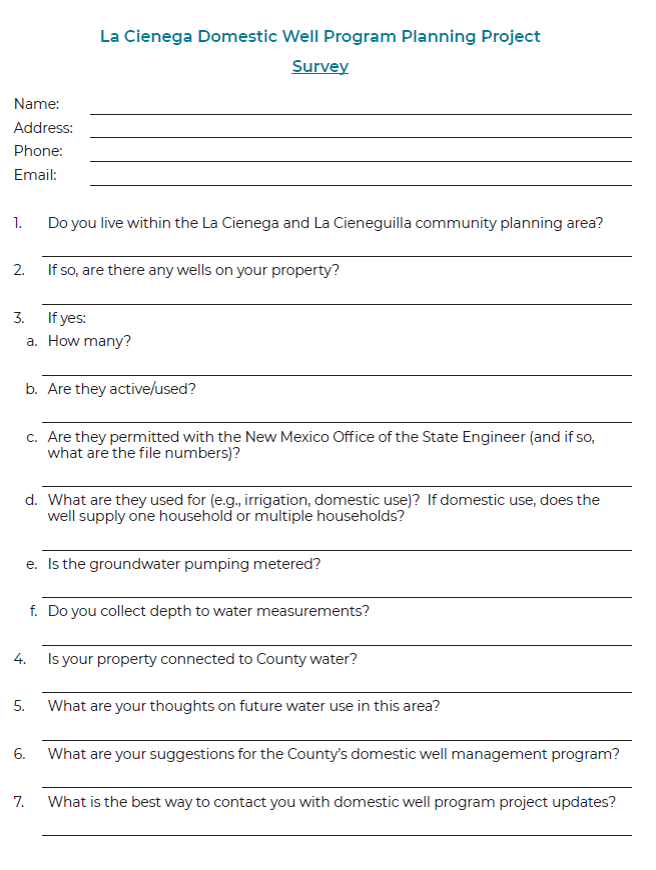 Domestic Wells Survey